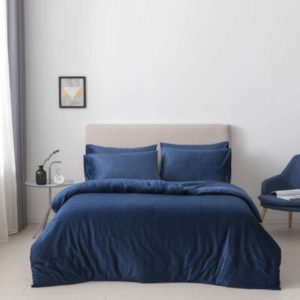 Duvet Cover for Weighted Blankets-Removable-Embossed Minkly-Navy